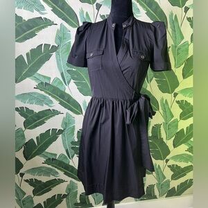 DVF Women’s Black Steeple Wrap Dress Short Sleeve 4